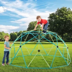 VEVOR Climbing Dome, 10FT Geometric Dome Climber with Saucer Swing, 1000LBS Loading Kid's Jungle Gym Playground, Easy-Assembly Outdoor Backyard Climbing Equipment for Boys Girls 3 to 10 Years Old