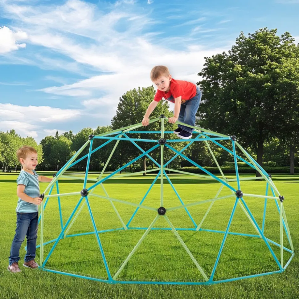 VEVOR Climbing Dome, 10FT Geometric Dome Climber with Saucer Swing, 1000LBS Loading Kid's Jungle Gym Playground, Easy-Assembly Outdoor Backyard Climbing Equipment for Boys Girls 3 to 10 Years Old