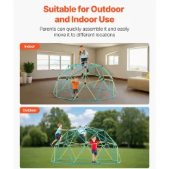 VEVOR Climbing Dome, 10FT Geometric Dome Climber, 1000LBS Loading Jungle Gym Playground with 2 Basketballs & Octopus Net, Easy-Assembly Outdoor Backyard Climbing Equipment for Kids 3 to 10 Years Old