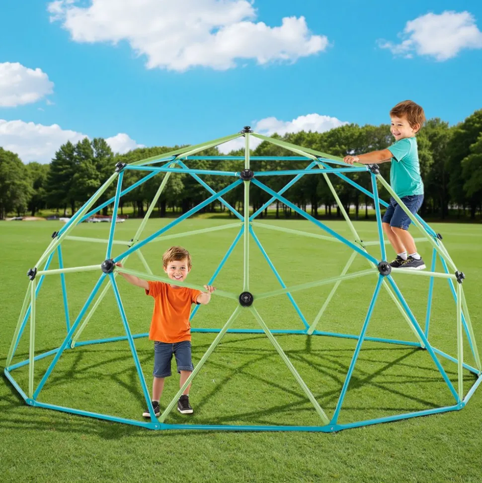 VEVOR Climbing Dome, 10FT Geometric Dome Climber, 1000LBS Loading Jungle Gym Playground with 2 Basketballs & Octopus Net, Easy-Assembly Outdoor Backyard Climbing Equipment for Kids 3 to 10 Years Old