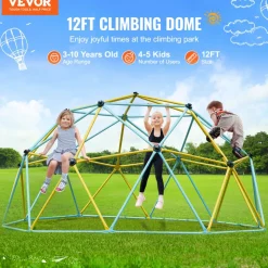 VEVOR Climbing Dome, Jungle Gym Supports 600LBS and Easy Assembly, 6FT Geometric Dome Climber Play Center for Kids 3 to 9 Years Old, with Climbing Grip, Outdoor and Indoor Play Equipment for Kids