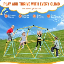 VEVOR Climbing Dome, Jungle Gym Supports 600LBS and Easy Assembly, 6FT Geometric Dome Climber Play Center for Kids 3 to 9 Years Old, with Climbing Grip, Outdoor and Indoor Play Equipment for Kids