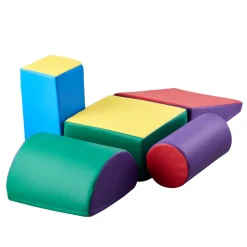 VEVOR Climbing Toys, 5-Piece Set, Foam Climbing Toys for Toddlers 6 Months to 3 Years Old, PU Leather Climbing Blocks, Indoor Climb and Crawl Activity Playset for Crawling & Sliding, Easy to Clean