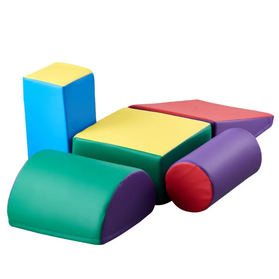 VEVOR Climbing Toys, 5-Piece Set, Foam Climbing Toys for Toddlers 6 Months to 3 Years Old, PU Leather Climbing Blocks, Indoor Climb and Crawl Activity Playset for Crawling & Sliding, Easy to Clean