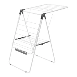 VEVOR Clothes Drying Rack, 2-Tier Foldable Laundry Dryer Rack with Sock Clips & 21 Drying Rods, Metal Height Adjustable Drying Racks for Outdoor & Indoor, Free-Standing & Space-Saving Hanger, White