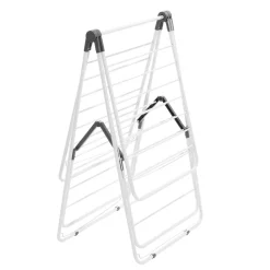 VEVOR Clothes Drying Rack, 2-Tier Foldable Laundry Dryer Rack with Sock Clips & 31 Dry Rods, Metal Height Adjustable Drying Racks for Outdoor & Indoor, Free-Standing & Space-Saving Hanger, White