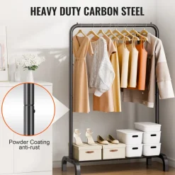 VEVOR Clothes Rack, Heavy Duty Clothing Garment Rack with Hanging Rod and Bottom Storage Area, Clothing Rack for Bedroom Guest Room