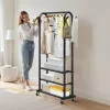 VEVOR Clothes Rack, Rolling Clothing Garment Rack with Hanging Rod and Side Hooks, 198 lbs Load Capacity, Heavy Duty Carbon Steel Clothing Racks with Wheels, Ideal for Bedroom, Laundry, Living Room