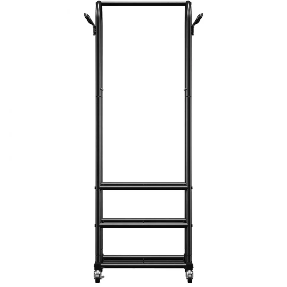 VEVOR Clothes Rack, Rolling Clothing Garment Rack with Hanging Rod and Side Hooks, 198 lbs Load Capacity, Heavy Duty Carbon Steel Clothing Racks with Wheels, Ideal for Bedroom, Laundry, Living Room