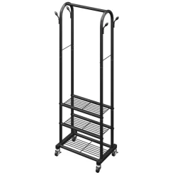 VEVOR Clothes Rack, Rolling Clothing Garment Rack with Hanging Rod and Side Hooks, 198 lbs Load Capacity, Heavy Duty Carbon Steel Clothing Racks with Wheels, Ideal for Bedroom, Laundry, Living Room