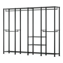 VEVOR Clothing Garment Rack, Heavy Duty Closet Wardrobe, 7 Adjustable Tiers Clothes Racks with Steel Frame, 850 lbs Load Capacity Clothes Rack with 4 Hanging Rods for Bedroom, Clothing Store, Hallway
