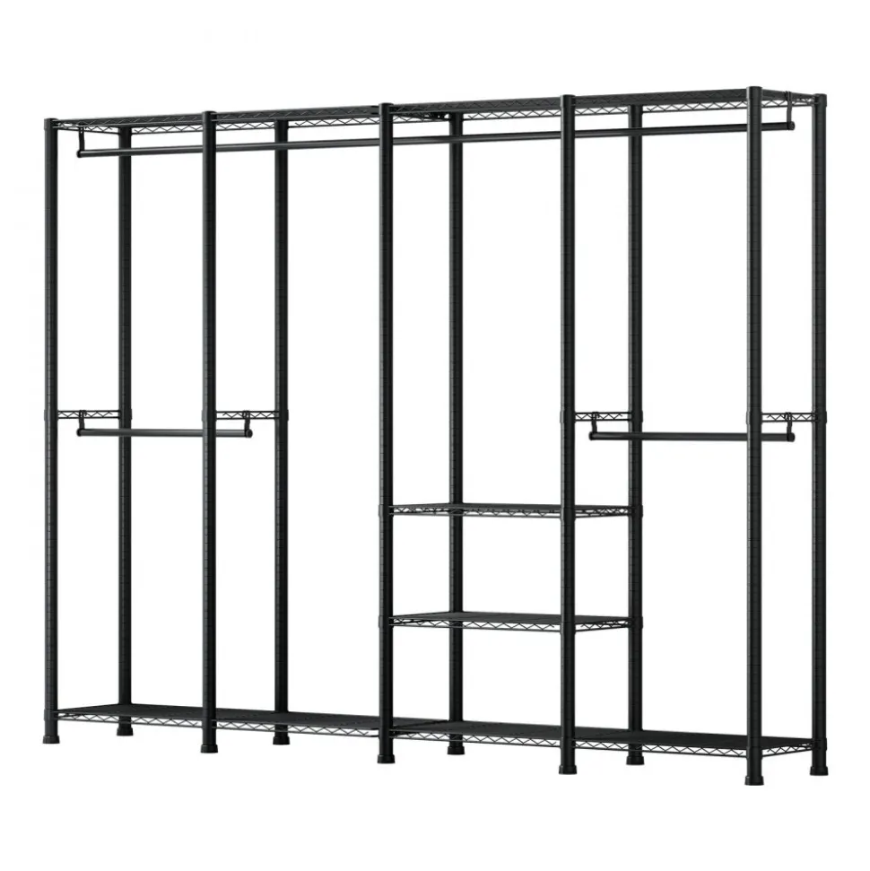 VEVOR Clothing Garment Rack, Heavy Duty Closet Wardrobe, Adjustable Tiers Clothes Racks with Steel Frame, 1100 lbs Load Capacity Clothes Rack with 4 Hanging Rods for Bedroom, Clothing Store, Hallway