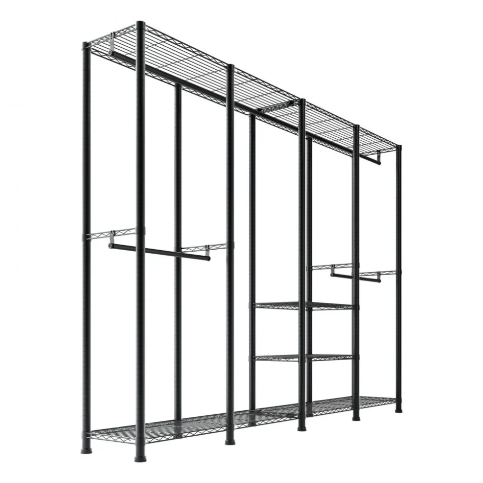 VEVOR Clothing Garment Rack, Heavy Duty Closet Wardrobe, Adjustable Tiers Clothes Racks with Steel Frame, 1100 lbs Load Capacity Clothes Rack with 4 Hanging Rods for Bedroom, Clothing Store, Hallway