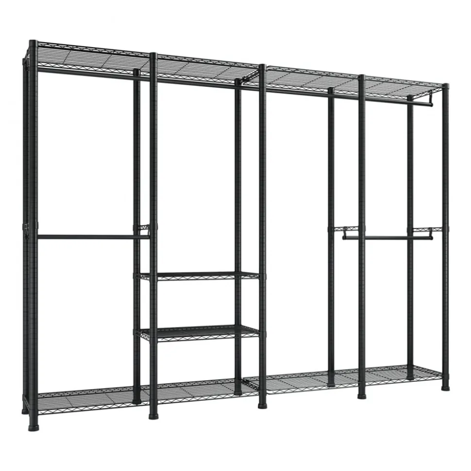 VEVOR Clothing Garment Rack, Heavy Duty Closet Wardrobe, Adjustable Tiers Clothes Racks with Steel Frame, 1100 lbs Load Capacity Clothes Rack with 4 Hanging Rods for Bedroom, Clothing Store, Hallway