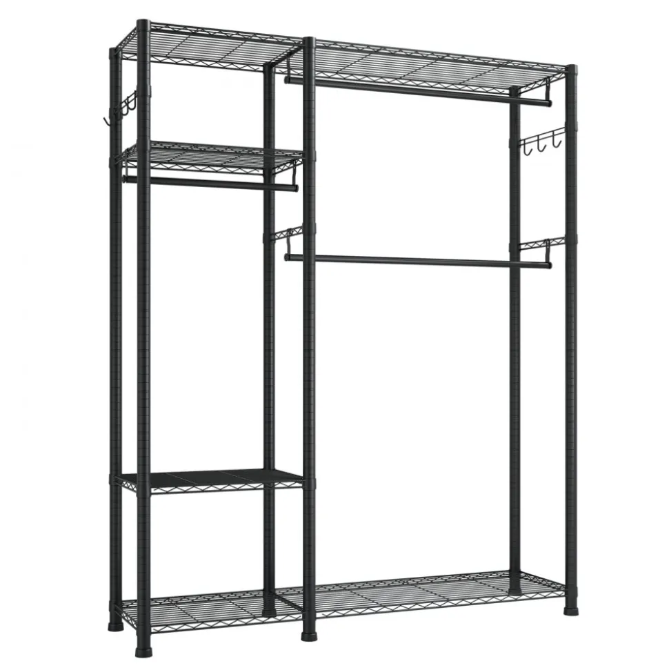 VEVOR Clothing Garment Rack, Heavy Duty Clothes Rack, Freestanding Clothes Racks with Steel Frame, 800 lbs Load Capacity Closet Wardrobe with Storage Shelves for Bedroom, Clothing Store, Hallway
