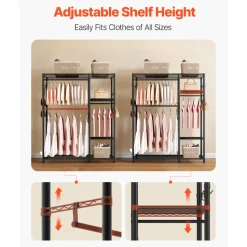 VEVOR Clothing Garment Rack, Heavy Duty Clothes Rack, Freestanding Clothes Racks with Steel Frame, 800 lbs Load Capacity Closet Wardrobe with Storage Shelves for Bedroom, Clothing Store, Hallway