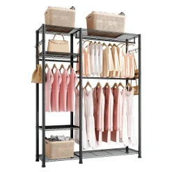 VEVOR Clothing Garment Rack, Heavy Duty Clothes Rack, Freestanding Clothes Racks with Steel Frame, 800 lbs Load Capacity Closet Wardrobe with Storage Shelves for Bedroom, Clothing Store, Hallway