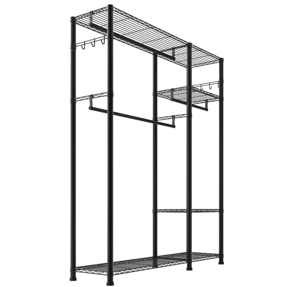 VEVOR Clothing Garment Rack, Heavy Duty Clothes Rack, Freestanding Clothes Racks with Steel Frame, 800 lbs Load Capacity Closet Wardrobe with Storage Shelves for Bedroom, Clothing Store, Hallway