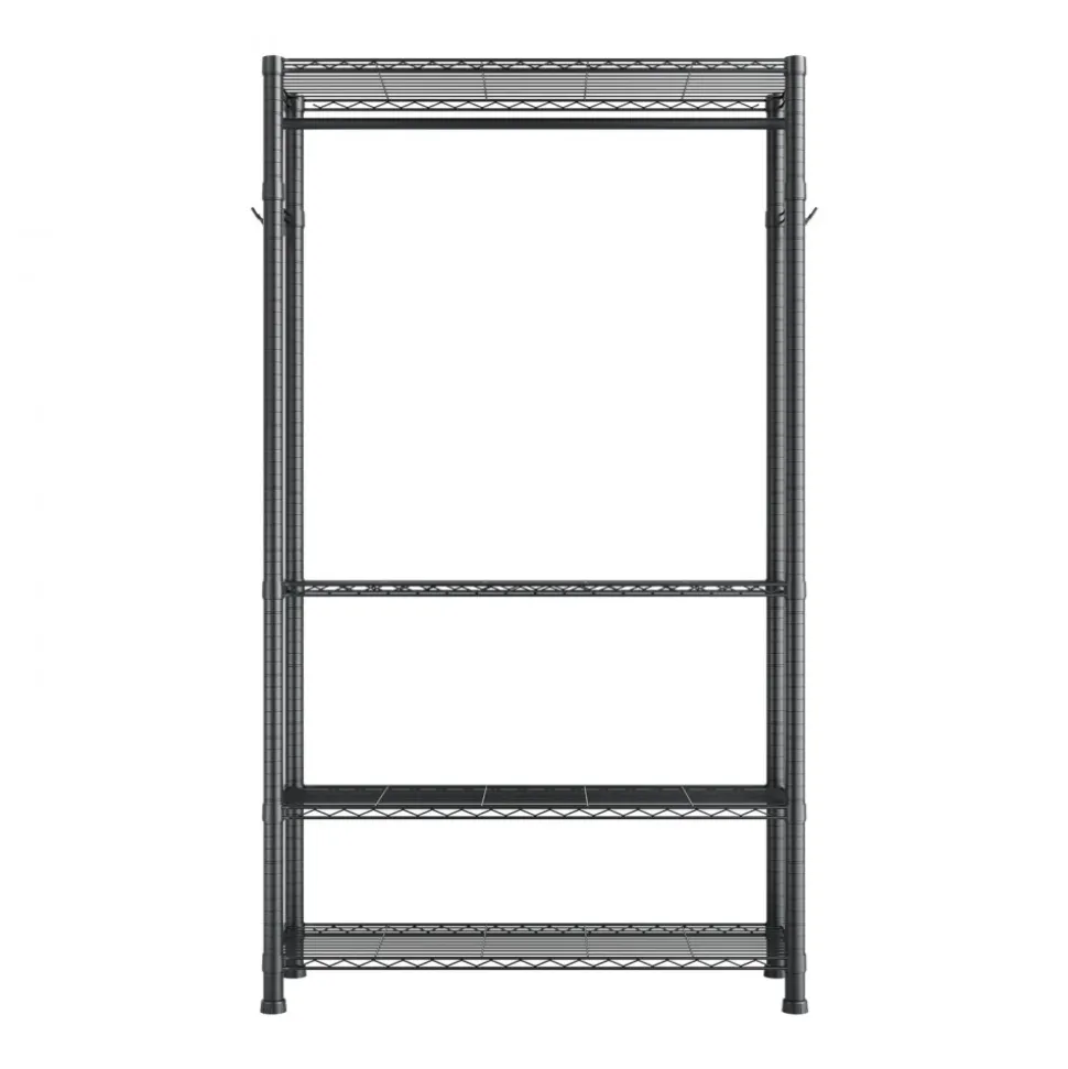 VEVOR Clothing Garment Rack, Heavy Duty Clothing Garment Rack, 4 Adjustable Tiers Clothing Racks with Carbon Steel, 500 lbs Load Capacity Closet Wardrobe for Bedroom, Clothing Store, Hallway