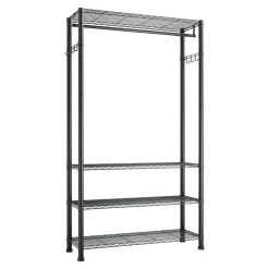 VEVOR Clothing Garment Rack, Heavy Duty Clothing Garment Rack, 4 Adjustable Tiers Clothing Racks with Carbon Steel, 500 lbs Load Capacity Closet Wardrobe for Bedroom, Clothing Store, Hallway