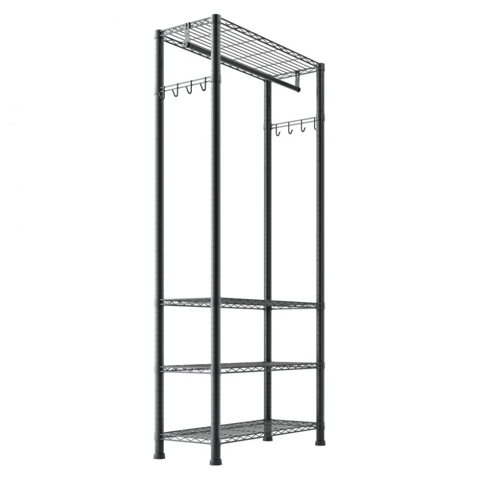 VEVOR Clothing Garment Rack, Heavy Duty Clothing Garment Rack, 4 Adjustable Tiers Clothing Racks with Carbon Steel, 500 lbs Load Capacity Closet Wardrobe for Bedroom, Clothing Store, Hallway