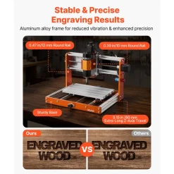 VEVOR CNC Router Machine, 500W Spindle, 3-Axis Wood Engraving Milling Machine, with 300 x 180 x 80 mm Working Area, Offline Controller, Limit Switch, E-Stop, for Wood Acrylic Plastic Carving Cutting