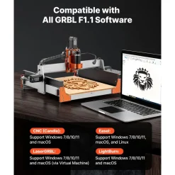 VEVOR CNC Router Machine, 500W Spindle, 3-Axis Wood Engraving Milling Machine, with Dual Linear Rails & Ball Screw, 15.75 x 15.75 x 3.74 in Working Area, Trim Router, for Wood Acrylic Carving Cutting