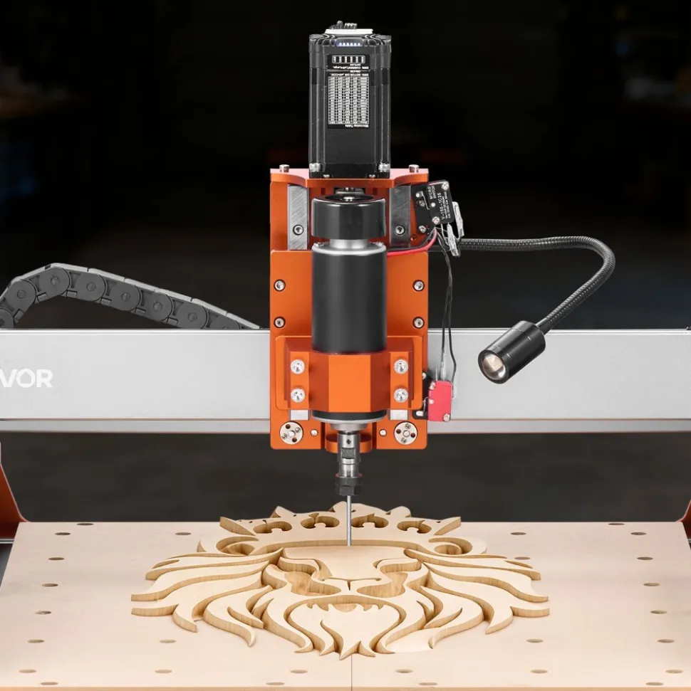 VEVOR CNC Router Machine, 500W Spindle, 3-Axis Wood Engraving Milling Machine, with Dual Linear Rails & Ball Screw, 15.75 x 15.75 x 3.74 in Working Area, Trim Router, for Wood Acrylic Carving Cutting