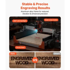 VEVOR CNC Router Machine, 500W Spindle, 3-Axis Wood Engraving Milling Machine, with Dual Linear Rails & Ball Screw, 15.75 x 15.75 x 3.74 in Working Area, Trim Router, for Wood Acrylic Carving Cutting