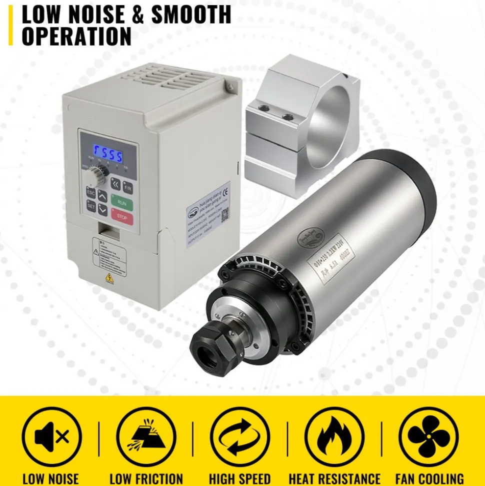 VEVOR CNC Spindle Motor Kits Air Cooled Spindle Motor 220V VFD 2.2KW Clamp 80 mm