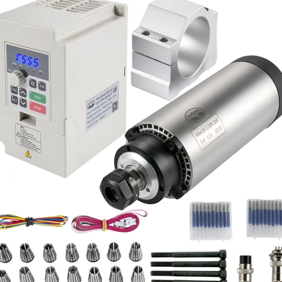 VEVOR CNC Spindle Motor Kits Air Cooled Spindle Motor 220V VFD 2.2KW Clamp 80 mm