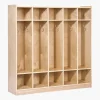 VEVOR Coat Locker, 5-Section Daycare Cubby Coat Rack 48x12x48 inch, Classroom Coat Locker and Backpack Hanger, with 5 Hooks and Storage Boxes, for Kindergarten & School, Natural