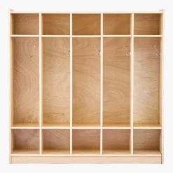 VEVOR Coat Locker, 5-Section Daycare Cubby Coat Rack 48x12x48 inch, Classroom Coat Locker and Backpack Hanger, with 5 Hooks and Storage Boxes, for Kindergarten & School, Natural