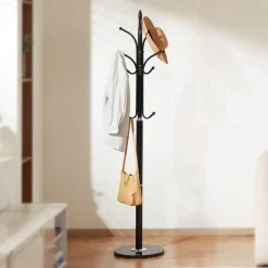 VEVOR Coat Rack Freestanding, Coats Tree Stand with Stable Marble Base & 6 Hooks, Free Standing Hall Coat Rack for Entryway, Bedroom, Office, Living Room, Modern Clothes Hanger for Coats, Hats, Bags