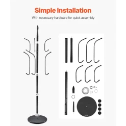 VEVOR Coat Rack Freestanding, Coats Tree Stand with Stable Marble Base & 6 Hooks, Free Standing Hall Coat Rack for Entryway, Bedroom, Office, Living Room, Modern Clothes Hanger for Coats, Hats, Bags