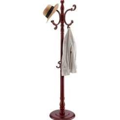 VEVOR Coat Rack Freestanding, Wooden Coats Rack Stand with Weighted Base & 11 Hooks, Free Standing Hall Coat Tree for Entryway, Bedroom, Living Room, Modern Clothes Hanger Stand for Coats, Hats, Bag