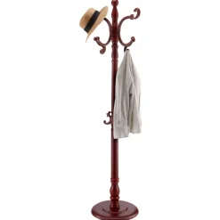 VEVOR Coat Rack Freestanding, Wooden Coats Rack Stand with Weighted Base & 11 Hooks, Free Standing Hall Coat Tree for Entryway, Bedroom, Living Room, Modern Clothes Hanger Stand for Coats, Hats, Bag