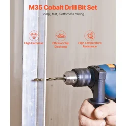 VEVOR Cobalt Drill Bit Set, 29 Pcs, M35 High Speed Steel Cobalt Drill Bits with Storage Case, for Drilling Metal, Stainless Steel, Aluminum Alloy, Wood, Plastic, for Professional Work and Home DIY
