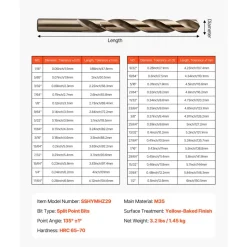VEVOR Cobalt Drill Bit Set, 29 Pcs, M35 High Speed Steel Cobalt Drill Bits with Storage Case, for Drilling Metal, Stainless Steel, Aluminum Alloy, Wood, Plastic, for Professional Work and Home DIY