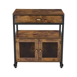 VEVOR Coffee Bar Cabinet, 24 Inch Farmhouse Coffee Bar Cabinet with Storage, Movable Coffee Bar Table with Wheels & Mesh Door, Sideboard Buffet Cabinet for Kitchen, Entryway