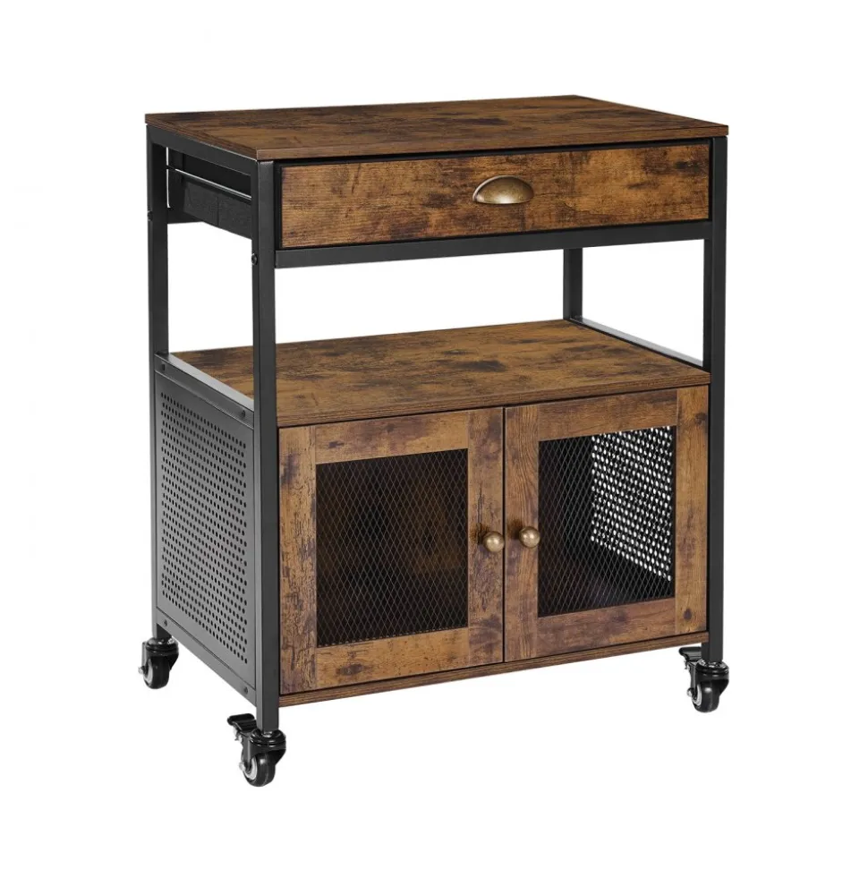 VEVOR Coffee Bar Cabinet, 24 Inch Farmhouse Coffee Bar Cabinet with Storage, Movable Coffee Bar Table with Wheels & Mesh Door, Sideboard Buffet Cabinet for Kitchen, Entryway