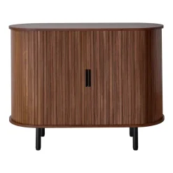 VEVOR Coffee Bar Cabinet, Mid Century Fluted Coffee Bar Table, Buffet Stand Cabinet with 2 Sliding Doors, Sideboard Buffet Station for Living Room, Entryway, Kitchen, 39.3 x 15.7 x 29.5 in, Walnut