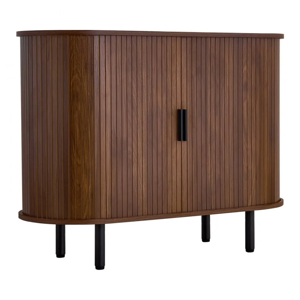 VEVOR Coffee Bar Cabinet, Mid Century Fluted Coffee Bar Table, Buffet Stand Cabinet with 2 Sliding Doors, Sideboard Buffet Station for Living Room, Entryway, Kitchen, 39.3 x 15.7 x 29.5 in, Walnut
