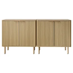 VEVOR Coffee Bar Cabinet, Mid Century Fluted Coffee Bar Table with 2-Tier Storage, Buffet Stand Cabinet with 4 Barn Doors, Sideboard Buffet Station for Living Room, Entryway, 31.5x14.7x31.5 in(Single)