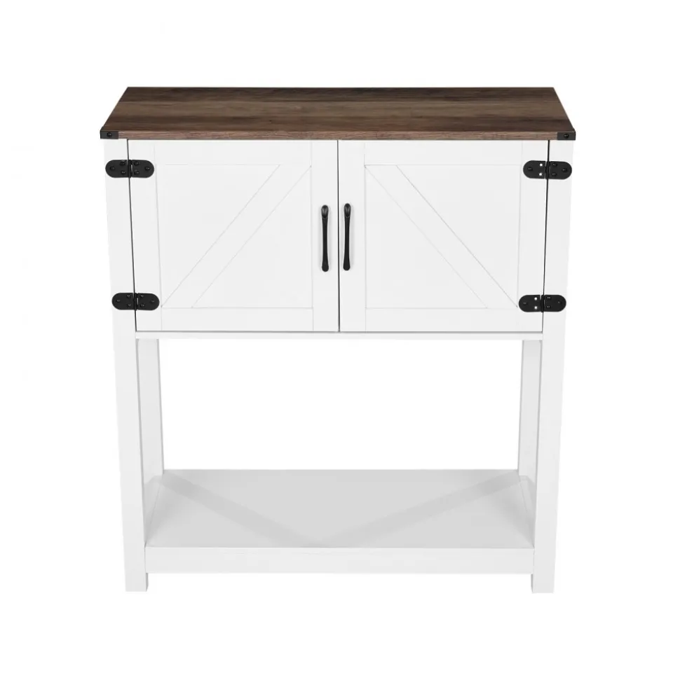 VEVOR Coffee Bar Cabinet, 31.5 x 13.8 x 34.6 in Farmhouse Coffee Bar Cabinet with 3-Tier Storage, Coffee Bar Table with Magnet Doors, Farmhouse Sideboard Buffet Cabinet for Living Room, Entryway