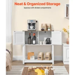 VEVOR Coffee Bar Cabinet, 31.5 x 13.8 x 34.6 in Farmhouse Coffee Bar Cabinet with 3-Tier Storage, Coffee Bar Table with Magnet Doors, Farmhouse Sideboard Buffet Cabinet for Living Room, Entryway
