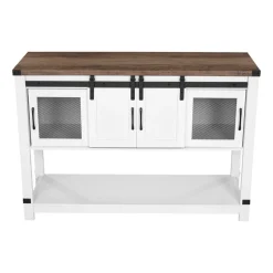 VEVOR Coffee Bar Cabinet, 47.3 x 15.7 x 32.7 in Farmhouse Coffee Bar Cabinet with 4-Tier Storage, Coffee Bar Table with Barn Doors, Farmhouse Sideboard Buffet Cabinet for Living Room, Entryway