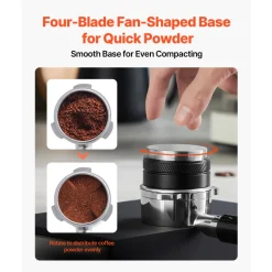 VEVOR Coffee Distributor 53mm, 2-in-1 Adjustable Espresso Distributor with Fan-Shaped Base, Coffee Distributor 304 Stainless Steel with Easy-to-Disassemble Design
