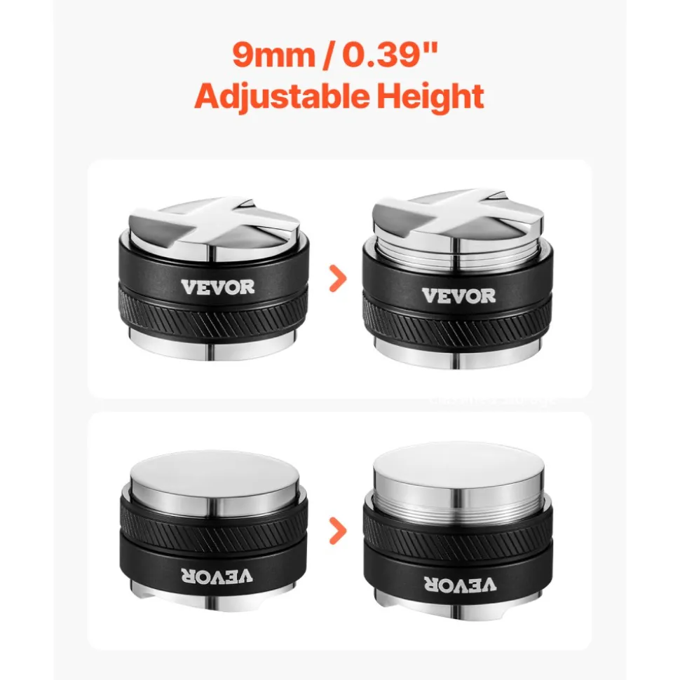 VEVOR Coffee Distributor 53mm, 2-in-1 Adjustable Espresso Distributor with Fan-Shaped Base, Coffee Distributor 304 Stainless Steel with Easy-to-Disassemble Design