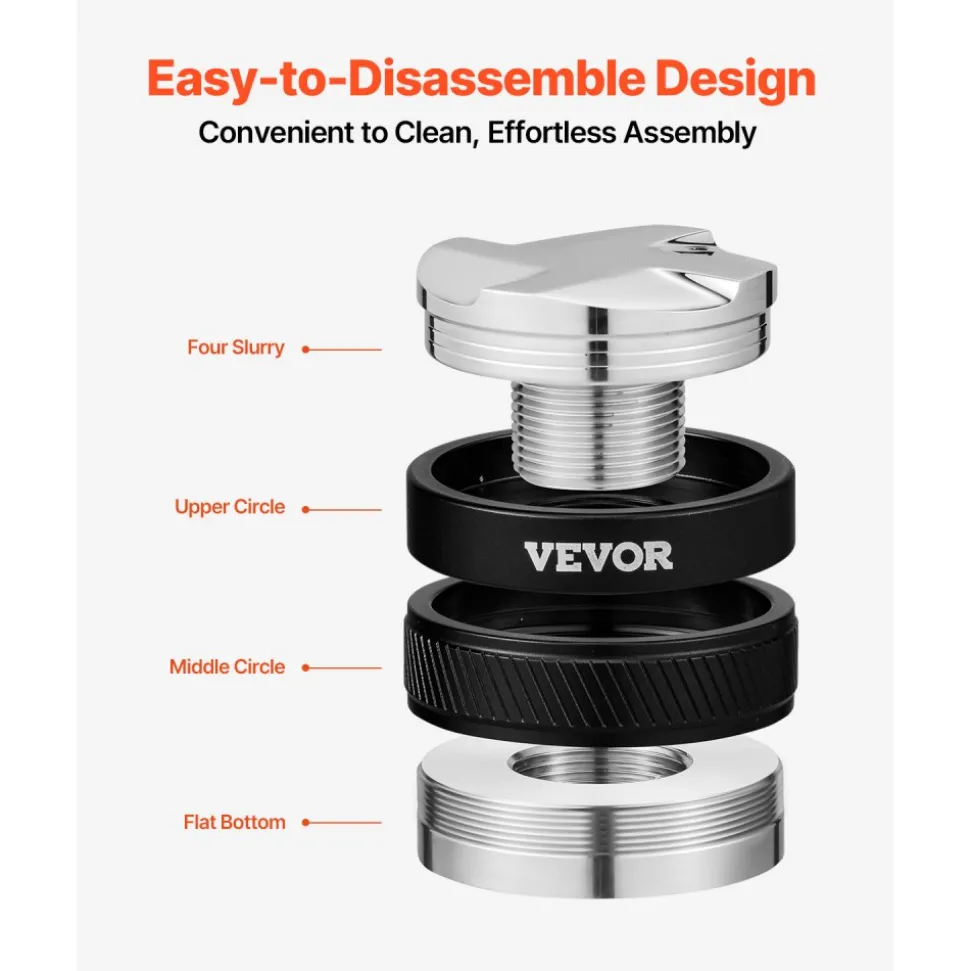VEVOR Coffee Distributor 53mm, 2-in-1 Adjustable Espresso Distributor with Fan-Shaped Base, Coffee Distributor 304 Stainless Steel with Easy-to-Disassemble Design